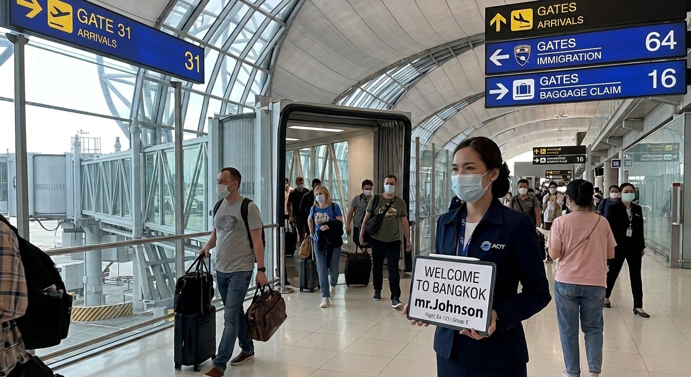 Fast Track escort meeting point on arrival at Suvarnabhumi Airport BKK — airside before immigration
